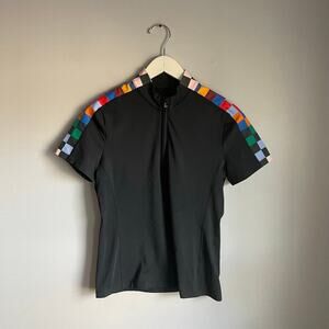 Tory Sport Short Sleeve Athletic Cycling Golf Top Rainbow Checkered Size Small